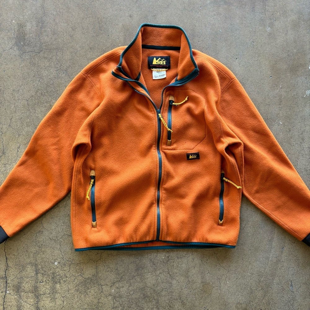 REI Co-op Women's Trailsmith Fleece Jacket Orange Full Zip Size Small Retro 90s